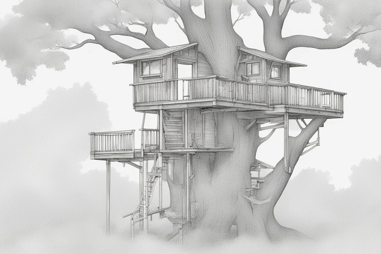 blueprint, tree house, technical, illustration