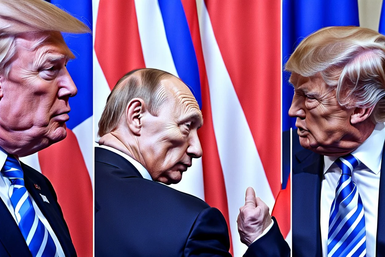 Foto leidenschaftlicher Kuss zwischen Vladimir Putin und Donsald Trump