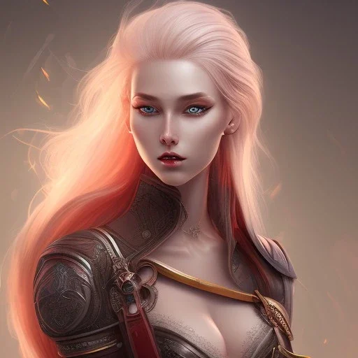 fantasy setting, woman, red hair and white hair