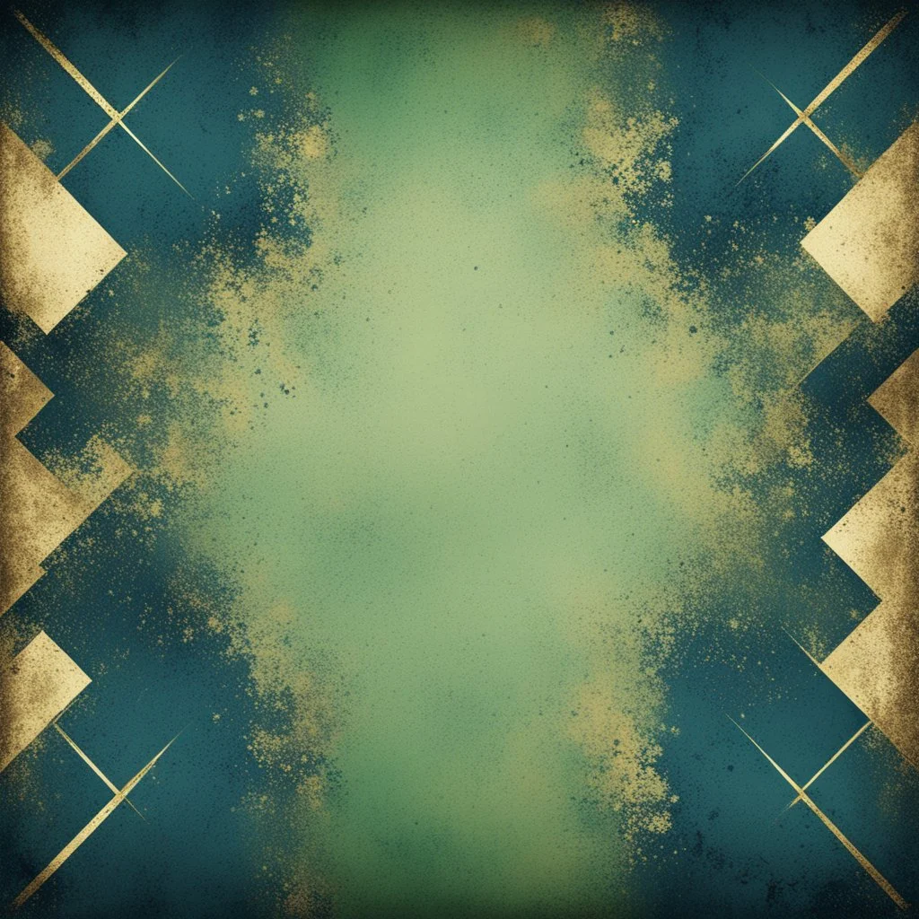 Hyper Realistic Green, Navy-Blue & Golden Abstract Retro Grunge-Frame-Texture