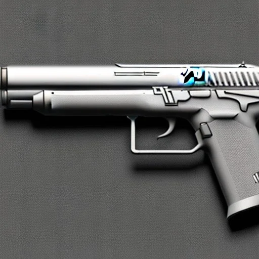 pistol, grey background