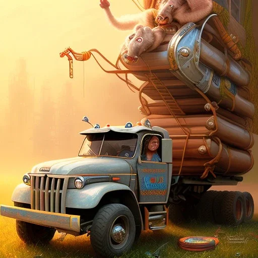 upper body of cute girls holding snake inside dumper truck, book cover, fantasy art, sketch, movie poster