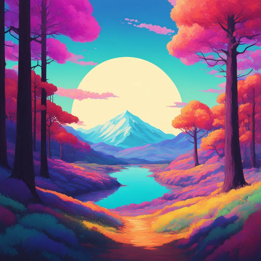 [psychedelic pixel illustration by Andrew MacLean with Kupka's colour palette] realistic photo 8k of the one, in the middle of nowhere