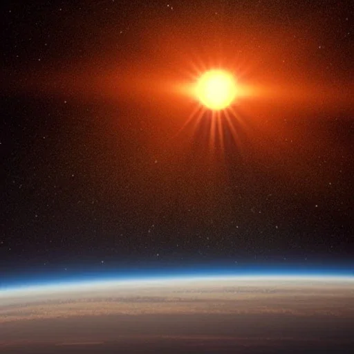 the sun rising over earth from space