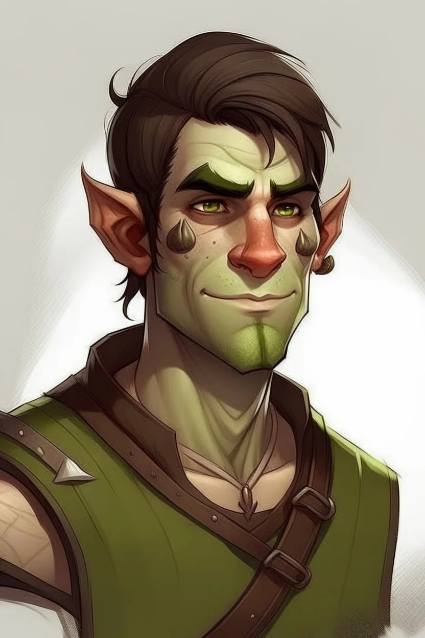 teen handsome half orc man