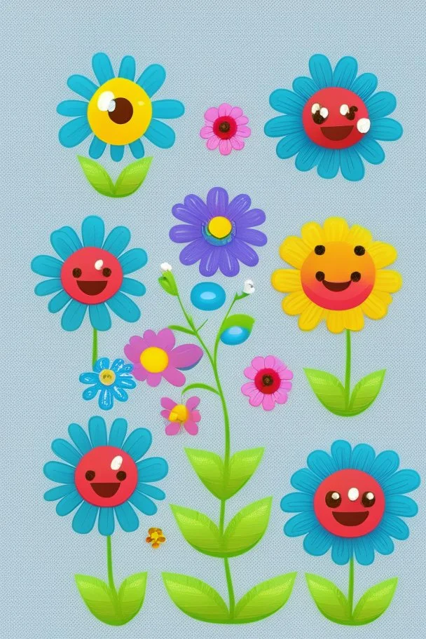 cute avatar flowers on a white backgrounds, detailed