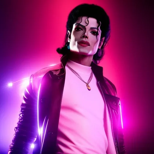 Michael Jackson,purple light effect, closed eyes, rtx, reflection, 8k, glow, winning photography, caustics