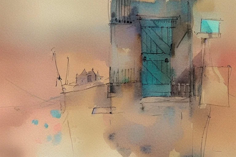 Watercolour of English cottage in the style of john lovett