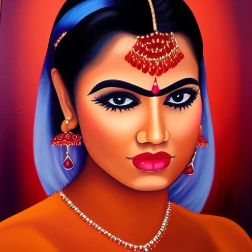 Full body portrait, painting, medium shot lady Chola