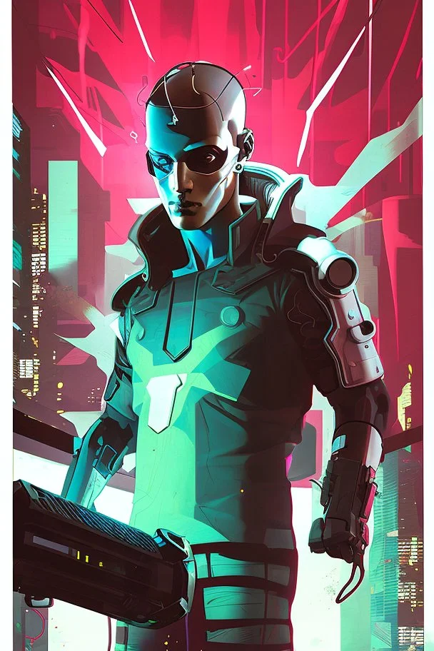 cyberpunk comic book hero chracter by kaws