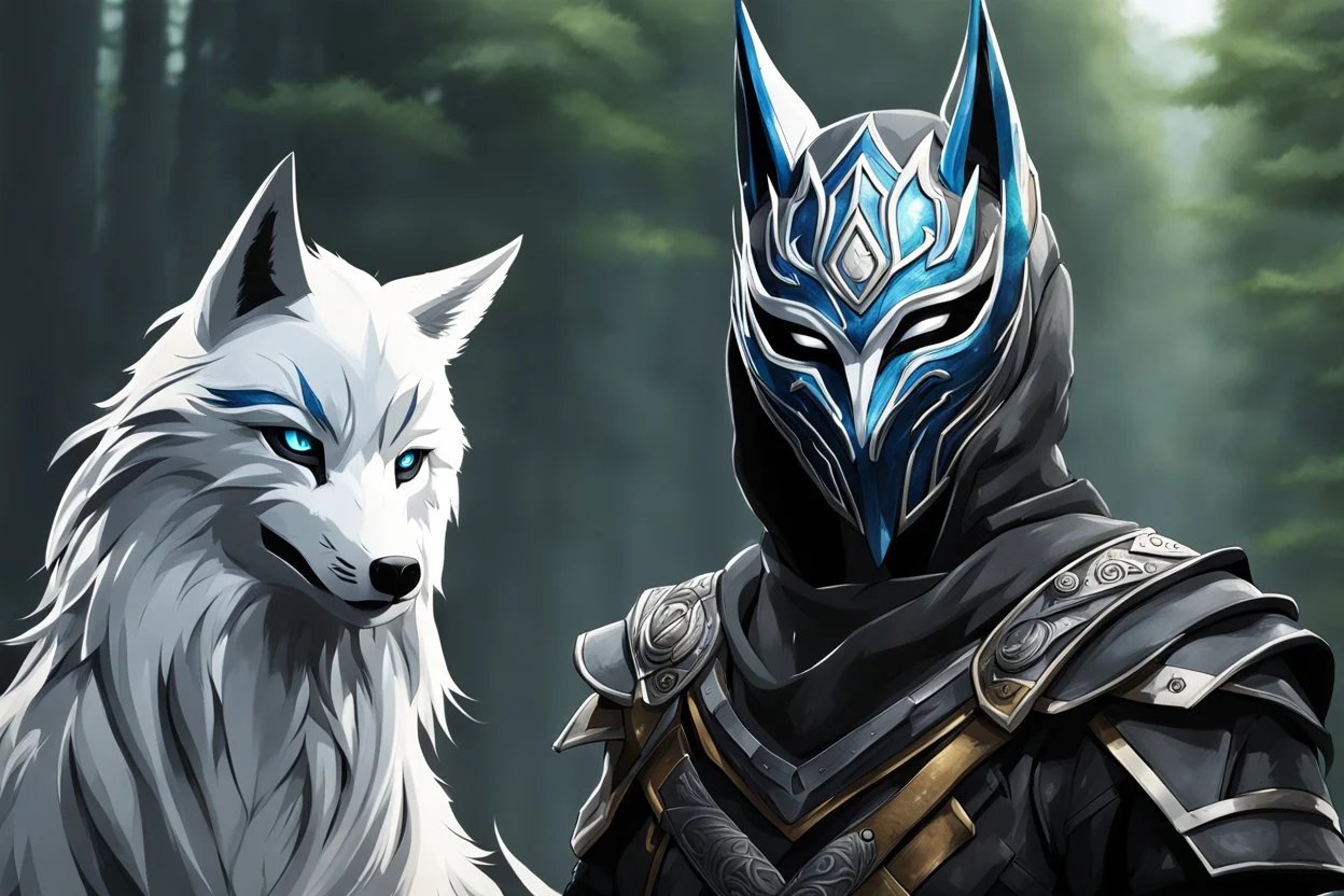 kindred in 8k anime realistic drawing style, kindred mask, Shinobi custom, rain, apocalypse, intricate details, highly detailed, high details, detailed portrait, masterpiece,ultra detailed, ultra quality