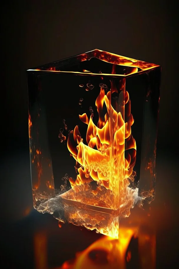 Fire in square glass