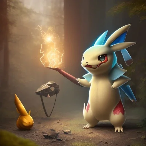 Mystery pokemon,Ambiance dramatique, hyperrealisme, 8k, high quality, lot of details, portrait,