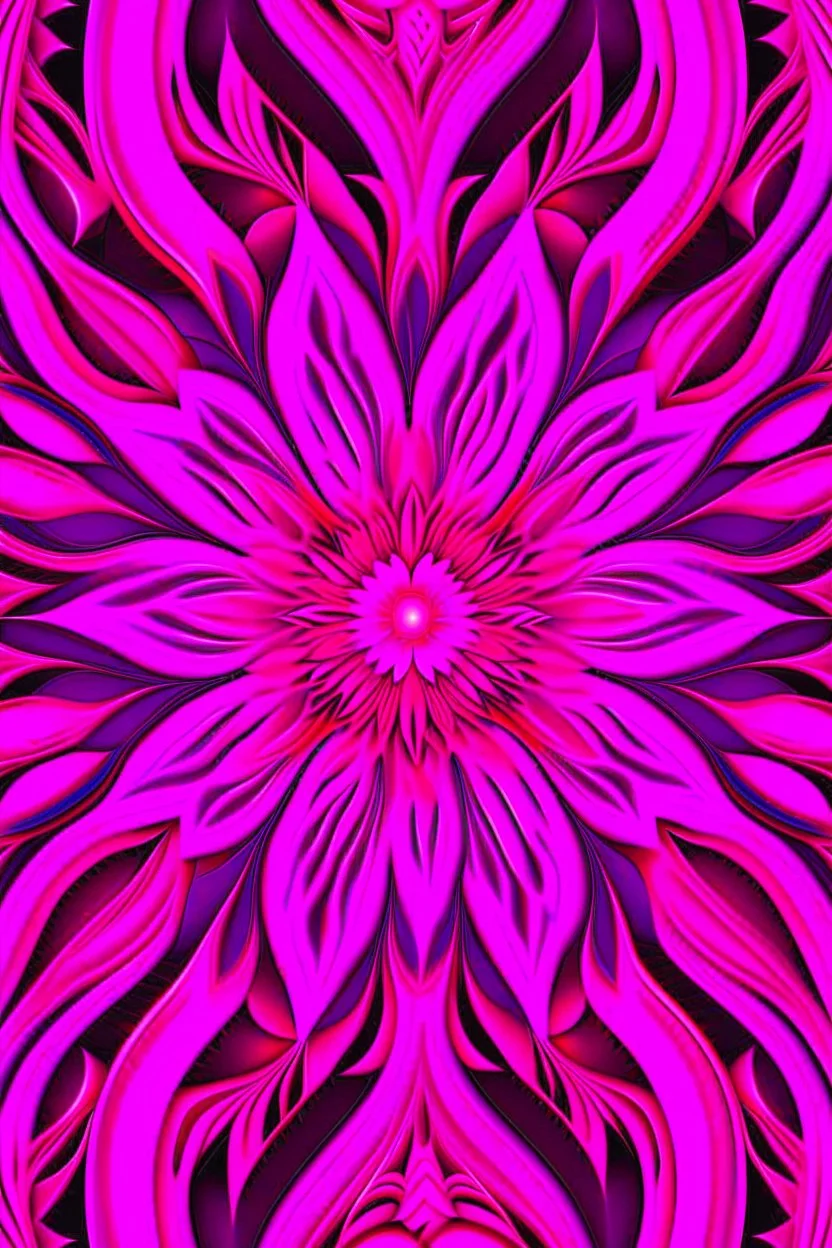 an ornate fuchsia and magenta color flower pattern ,3d render, art game,symmetrical --ar 16:9