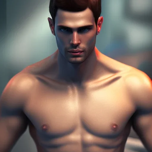 A male swimmer, unreal-5 engine volumetric lighting, intricate details, realistic style, artstudio trending