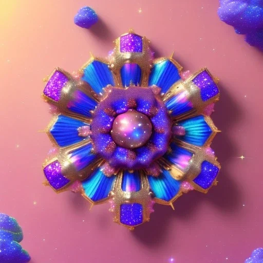  glitter and cristal flower pink and blue in a galactic ambiance, delicate colors in the foreground, full of details, smooth, light effect，vaporwave colorful, smooth, extremely sharp detail, finely tuned detail, ultra high definition, 8 k, unreal engine 5, ultra sharp focus