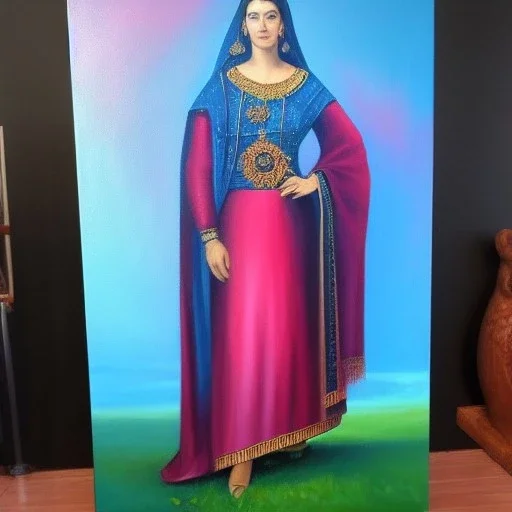 Full body portrait, painting, medium shot lady style of Nampeyó