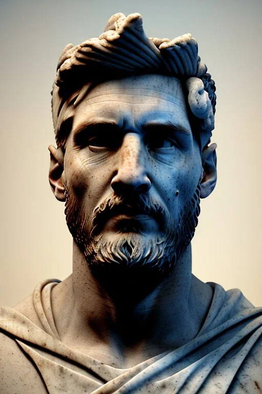 Ultra Realistic image, Roman sculpture, white marble material, Lionel Messi, gold laurel crown, chisel style, waist up portrait, epic, celestial, cinematic lighting, God light, god rays, 4k resolution, smooth details, ornate details, soft lighting, unreal engine 5, marble background.