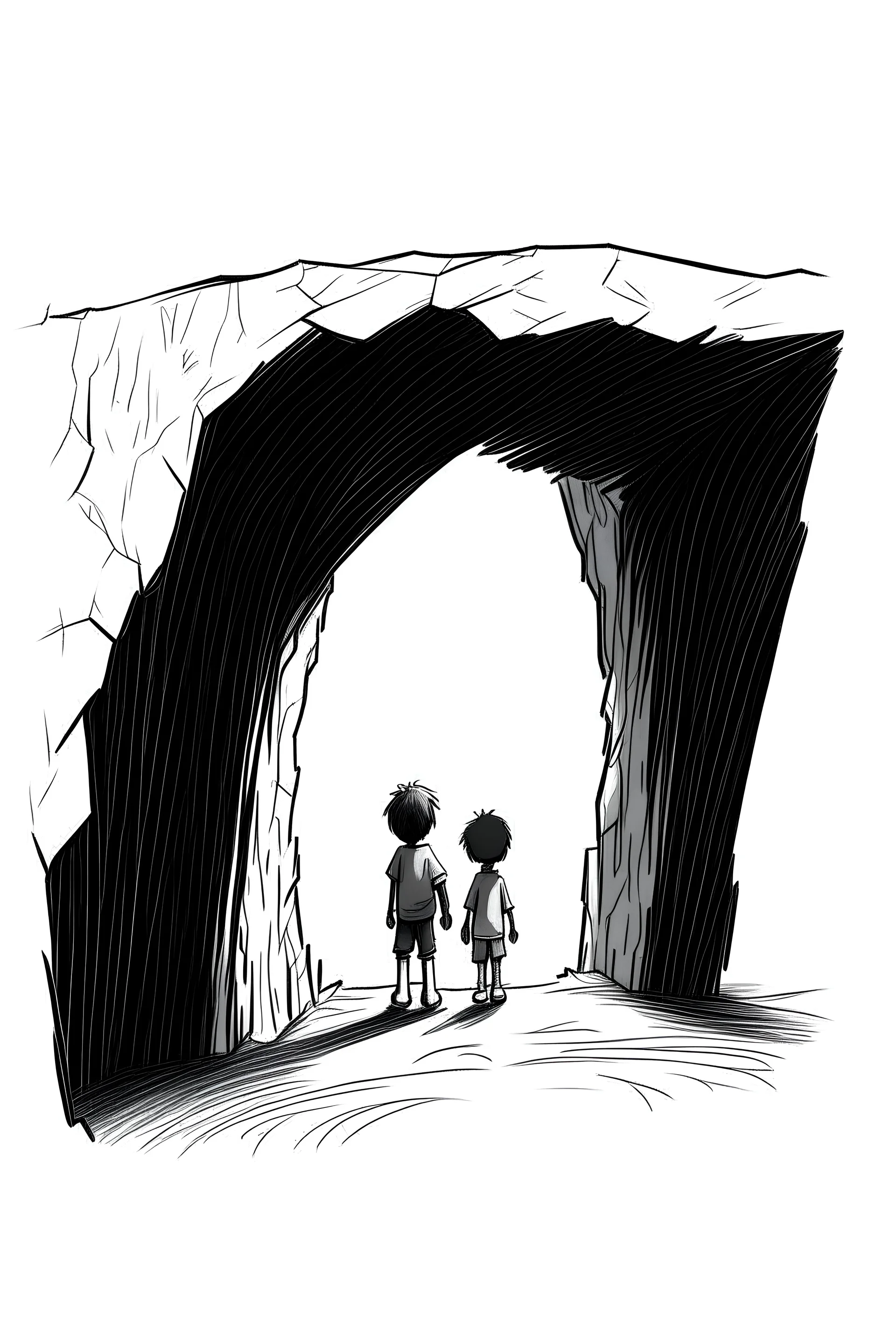 a minimal sketch of two kids inside a small crevice