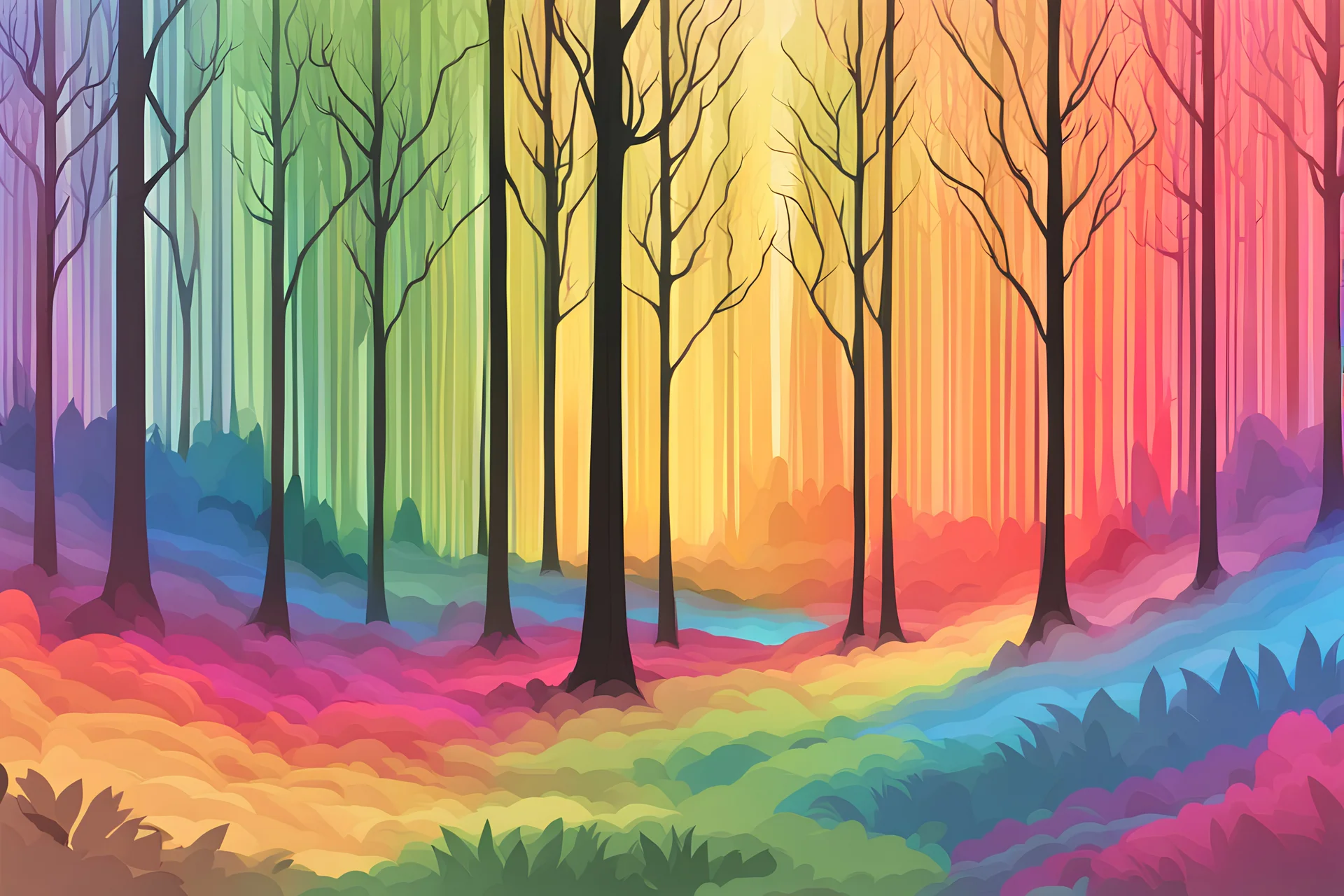 rainbow forest background