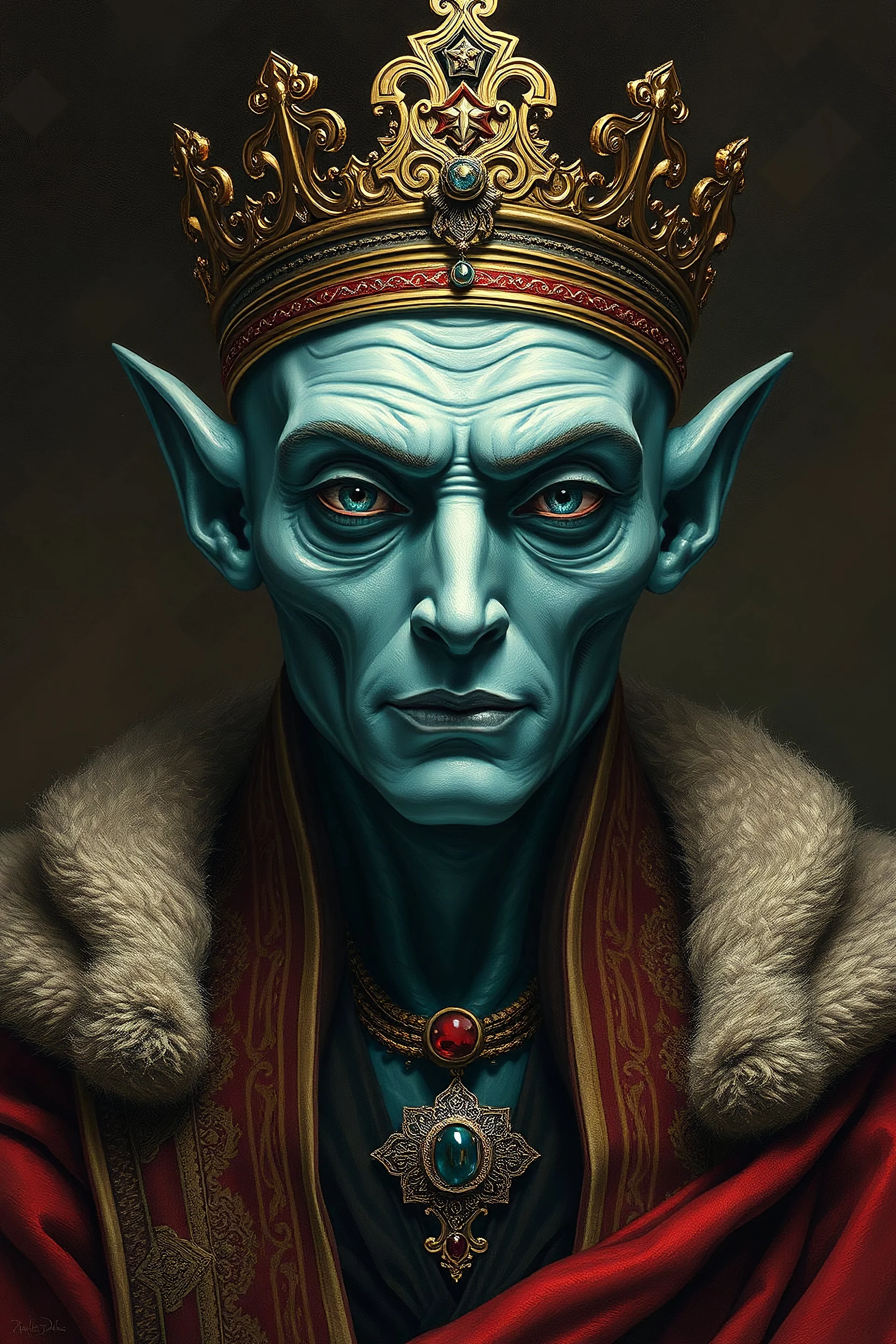 a portrait of an alien emperor