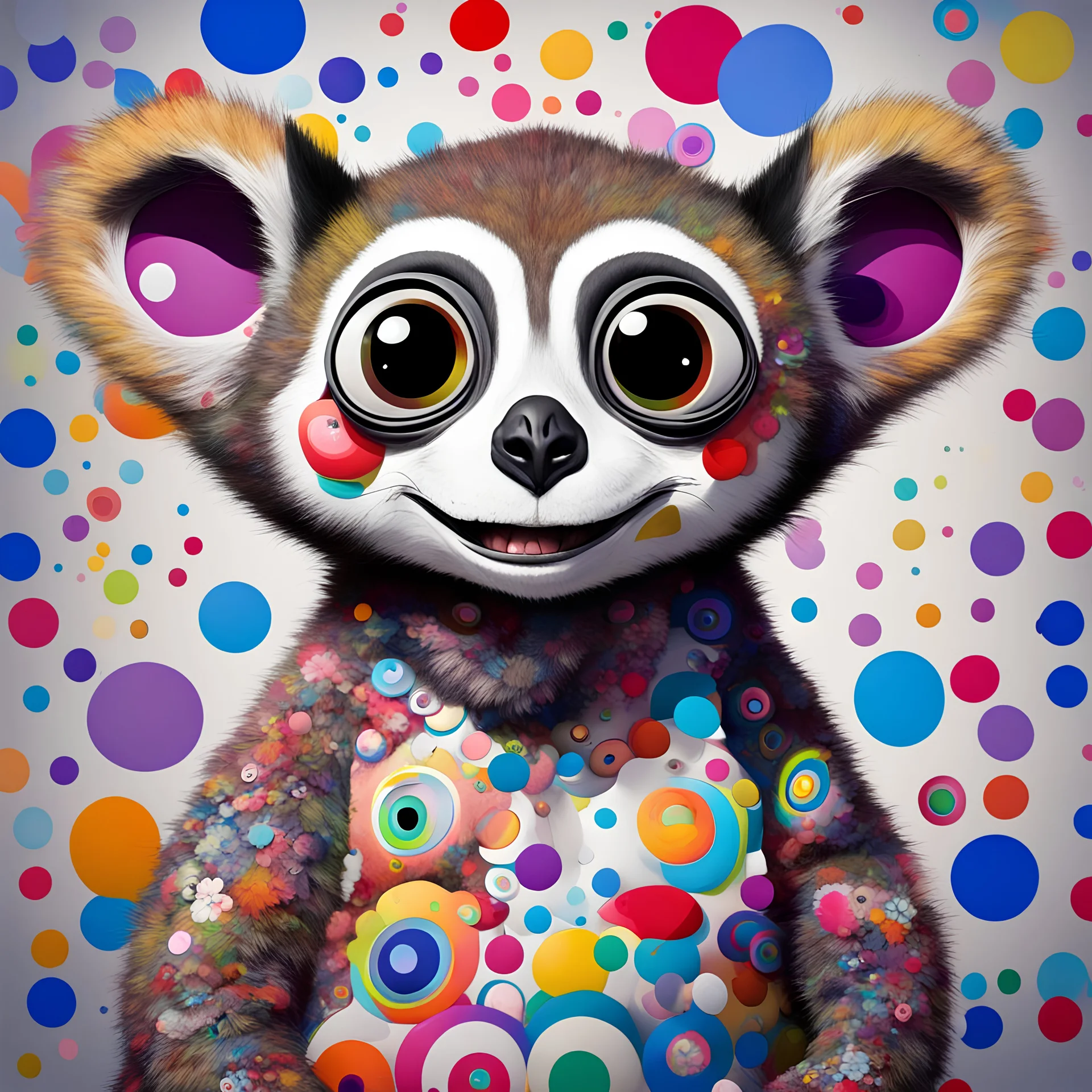 Crazy Lemur in takashi murakami art style