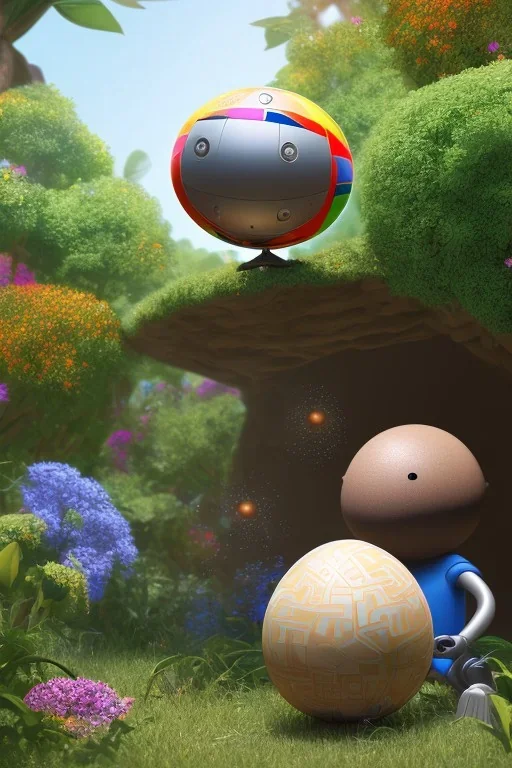 african baby inside egg, 3d, village, robot, 8k quality