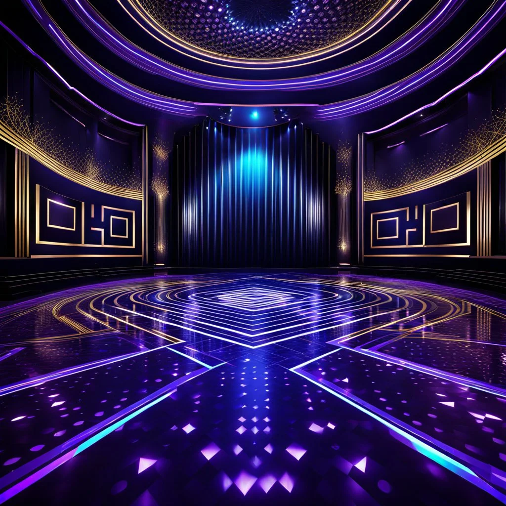 a luxury night club dance stage with nice fractal patterns on floor