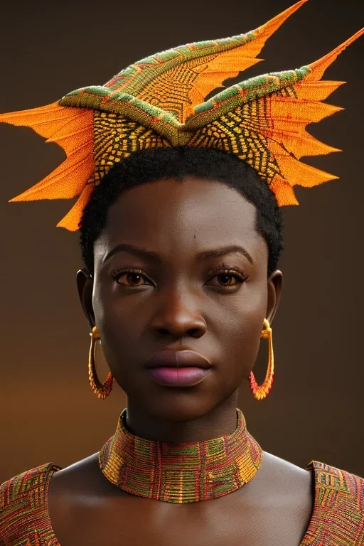 kente with short hair and dragons wings wearing only dragon scales,mythical,fantasy , magnificent, majestic, highly intricate, Realistic photography, incredibly detailed, ultra high resolution, 8k, complex 3d render, cinema 4d.