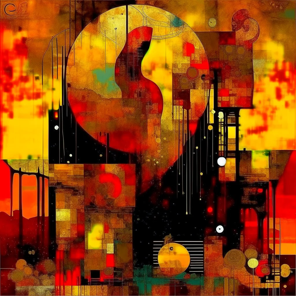 Exponential decay paradigm shift, abstract surreal horror, by Dave McKean and Arthur Secunda and Squeak Carnwath, acid wash mind-bending illustration; asymmetric, warm colors, dark shines, atmosphere guided by N(t)=N0​⋅e−kt