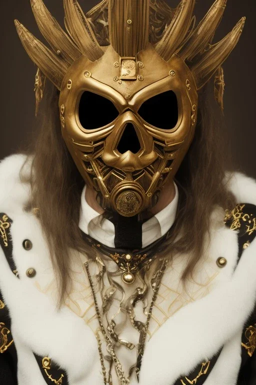 Realistic geometric shape anime black metal corpsepaint Slipknot Joey mask god with golden crown