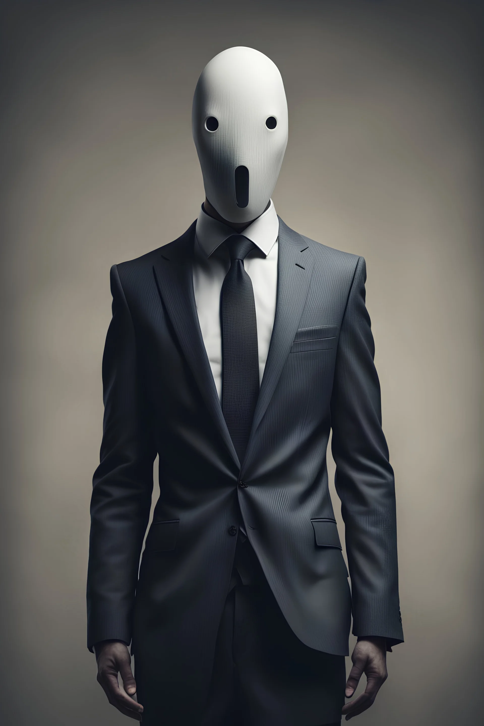 a scary figure wearing a suit and tie with no face