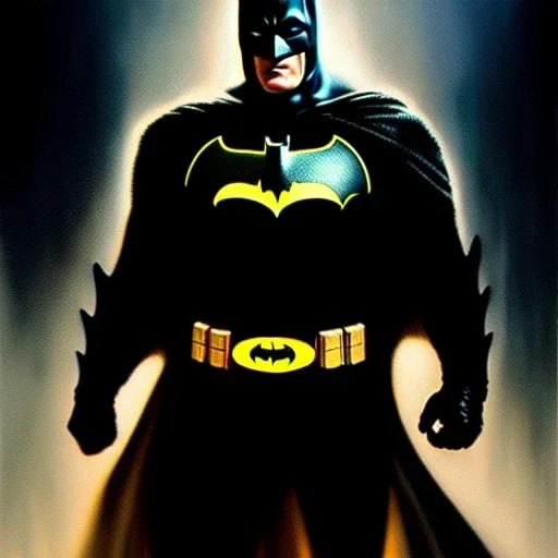 Ultra detailed fullbody Portrait in oil on canvas of Batman wearing Crysis type Armor,intense stare,extremely detailed digital painting, extremely detailed face,crystal clear Big eyes, mystical colors ,perfectly centered image, perfect composition, rim light, beautiful lighting,masterpiece,8k, stunning scene, raytracing, anatomically correct, in the style of robert e howard and Ken Kelley and Ohrai Noriyoshi and Simon Bisley and tomzj1