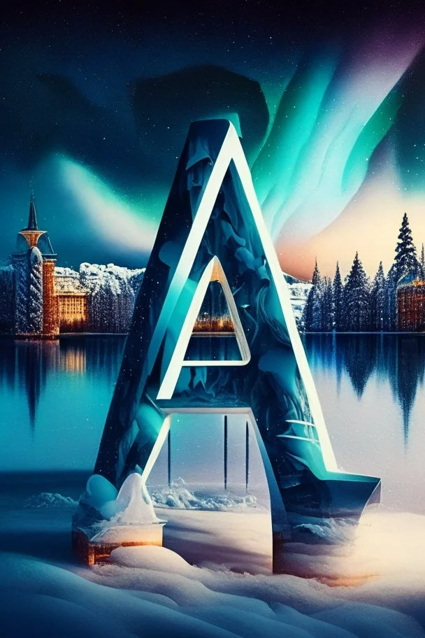 Finland, distinctive features. Northern lights. Finnish architecture. Helsinki. The Finnish letters of the alphabet are scattered in the foreground