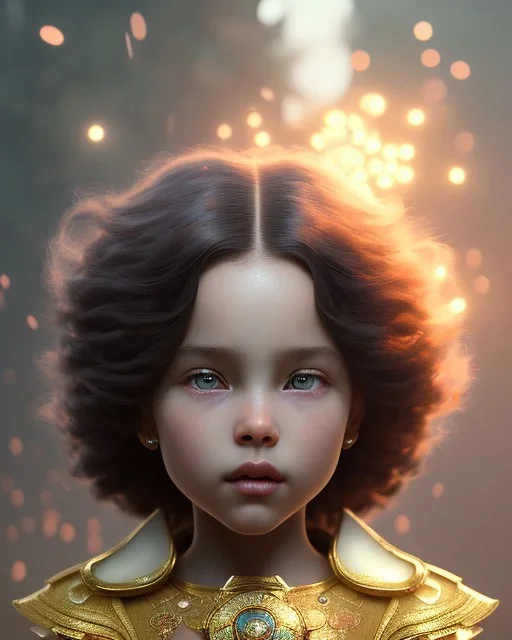 A small child fantasy, head and shoulders, 8k resolution concept art portrait by Greg Rutkowski, Artgerm, WLOP, Alphonse Mucha dynamic lighting hyperdetailed intricately detailed Splash art trending on Artstation triadic colors Unreal Engine 5 volumetric lighting Splash art fantasy"