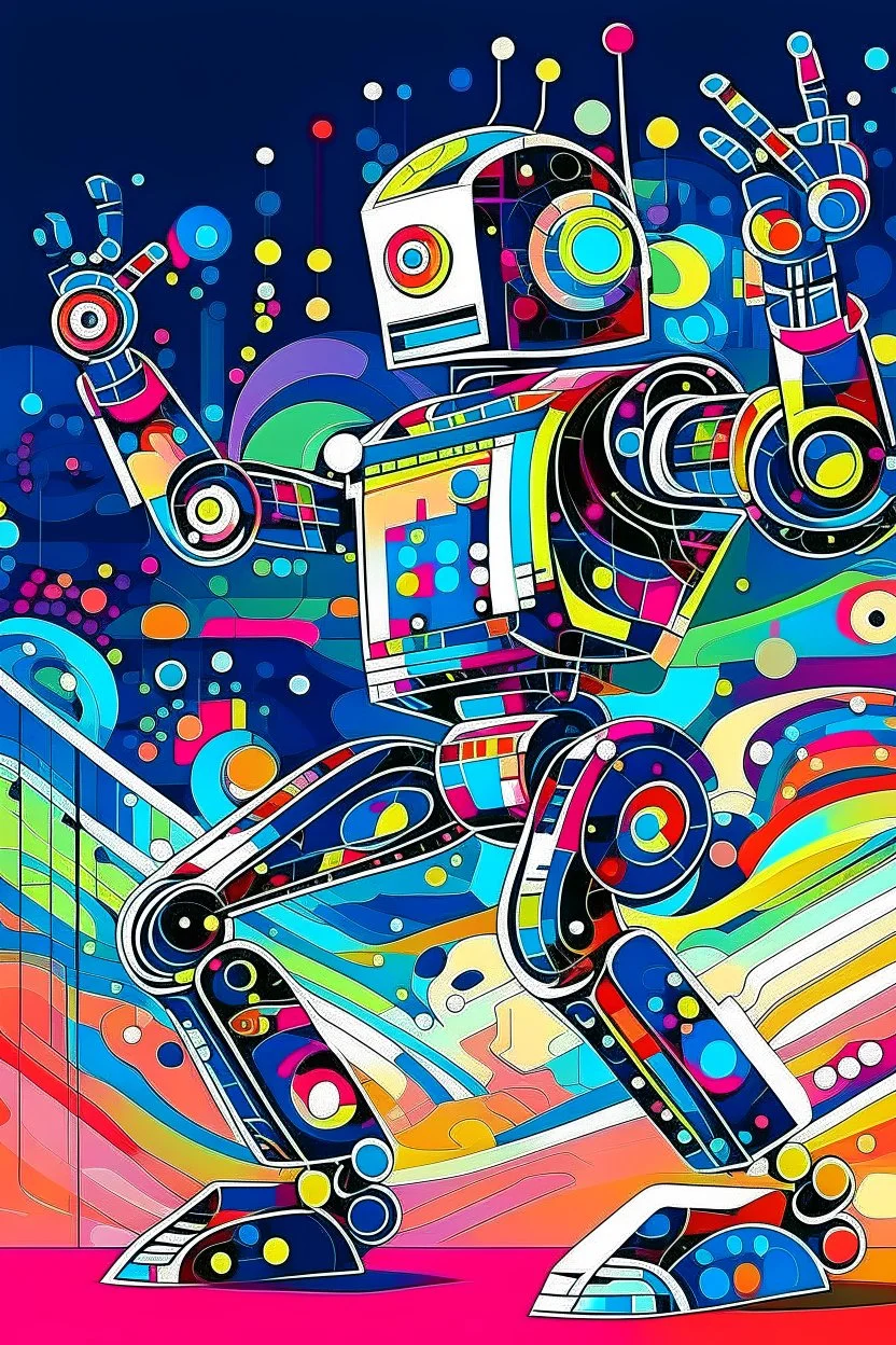 abstract robot dancer electronica music STYLE OF Hiroshi Nagai