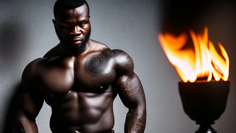 half figure shot Photography Of three congolese angry ugly muscular Burly thin 27 Years Old in the night, dressed with elegant shirt and jeans , sweat ,Tattoo, short hair , Beard,crossed arms, big arms, At The Beach At Midnight , Illuminated By Bonfire, Photorealistic, 8k, Global Illumination, Detailed And Intricate Environment ambien occlusion, view from the ground