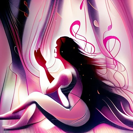 As the music reaches its climax, the woman's body begins to sway back and forth, as if she's lost in the emotions of the song. Tears well up in her eyes, and she lets out a soft, mournful sigh. The recording ends, and she sits back in her chair, lost in thought once againAnd she looks in the other direction style pen drawing