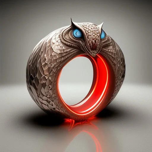 ouroboros as stone ring with red diamond eyes, sculpture, photorealistic, 8k, ray traicing,