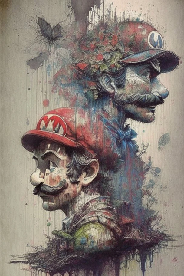 Mario Bros by Carne Griffiths and Alex Ross and Leonardo DaVinci