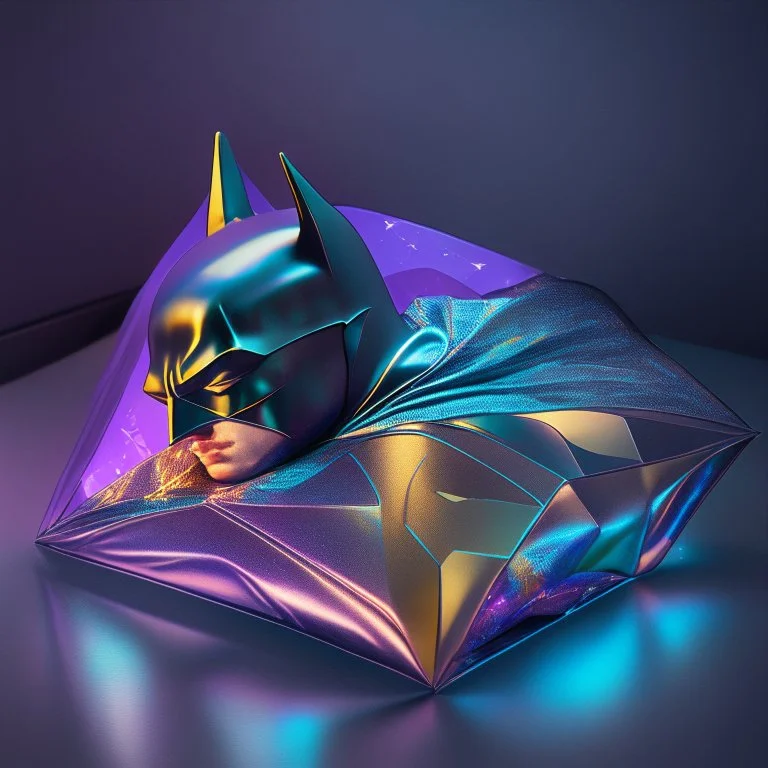 Batman sleeping in holographic foil