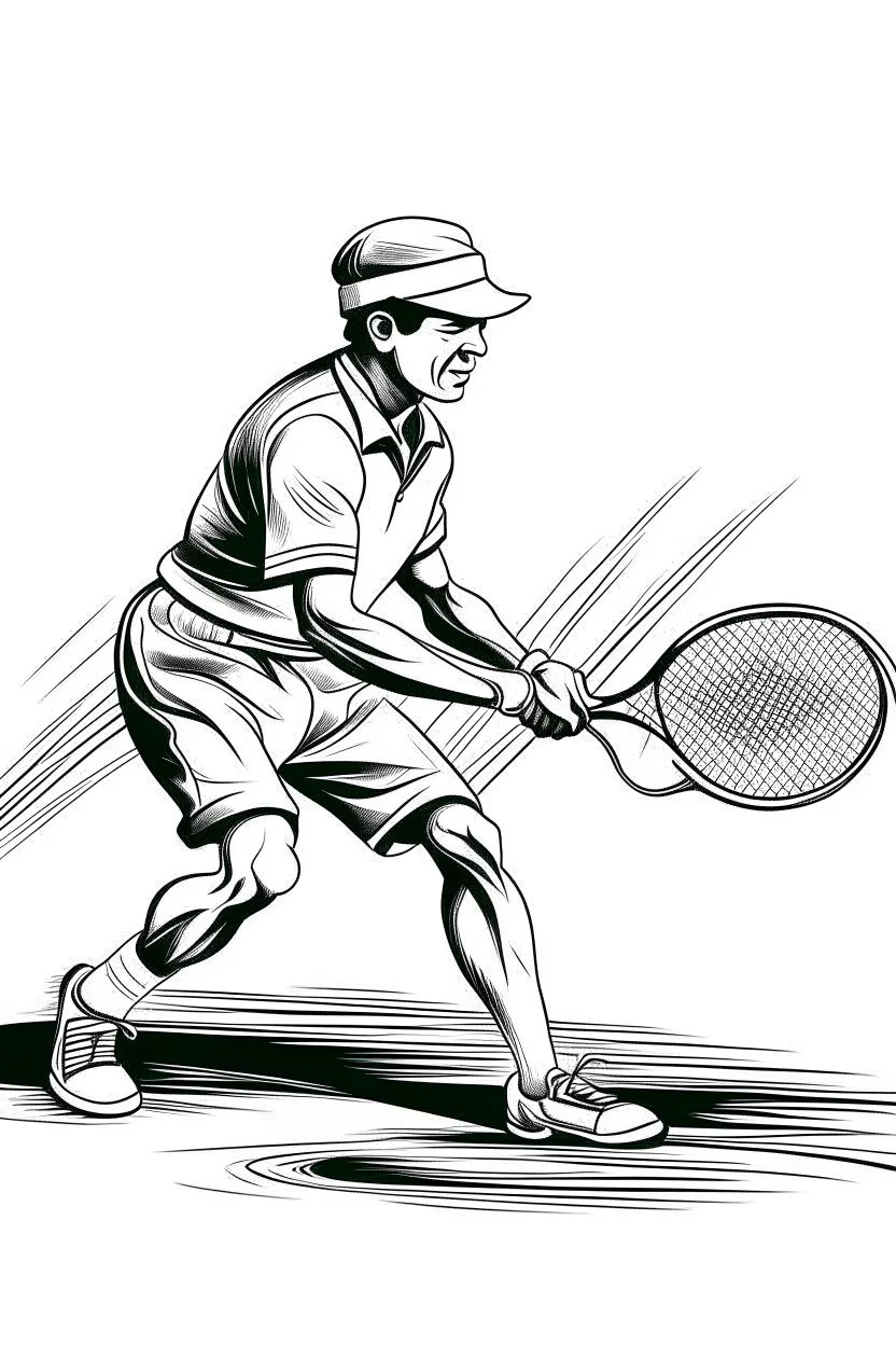 A black and white image of a classic tennis player KIDS performing a backhand swing on a grass court. Style: Vintage Photography, Mood: Timeless and Skillful, Lighting: Sunlight with soft shadows, T-shirt design graphic, vector, contour, white background.