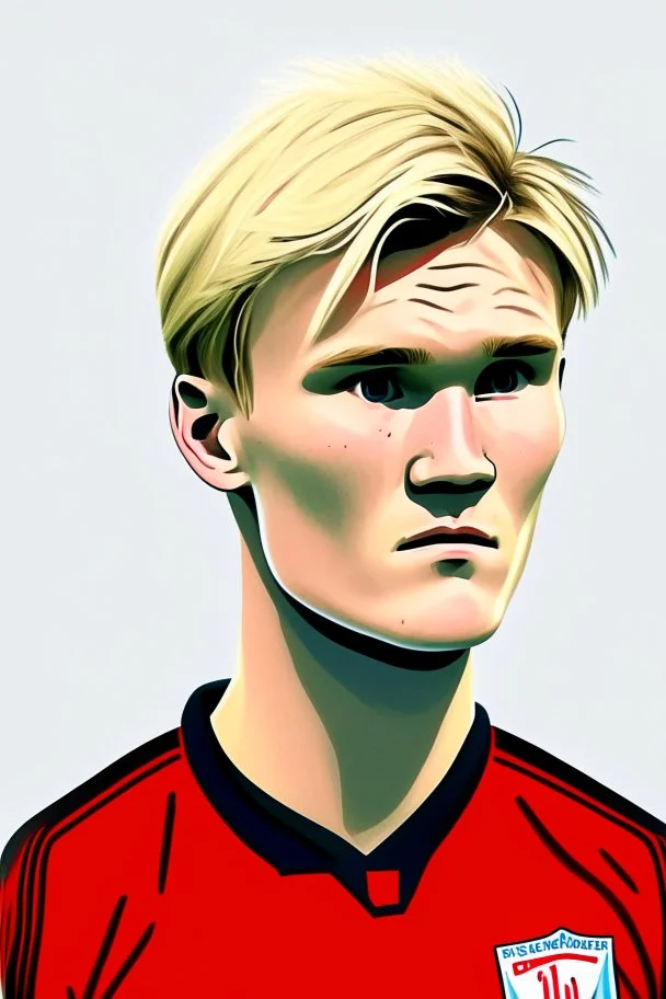 Martin Odegaard Norwegian football player ,cartoon 2d