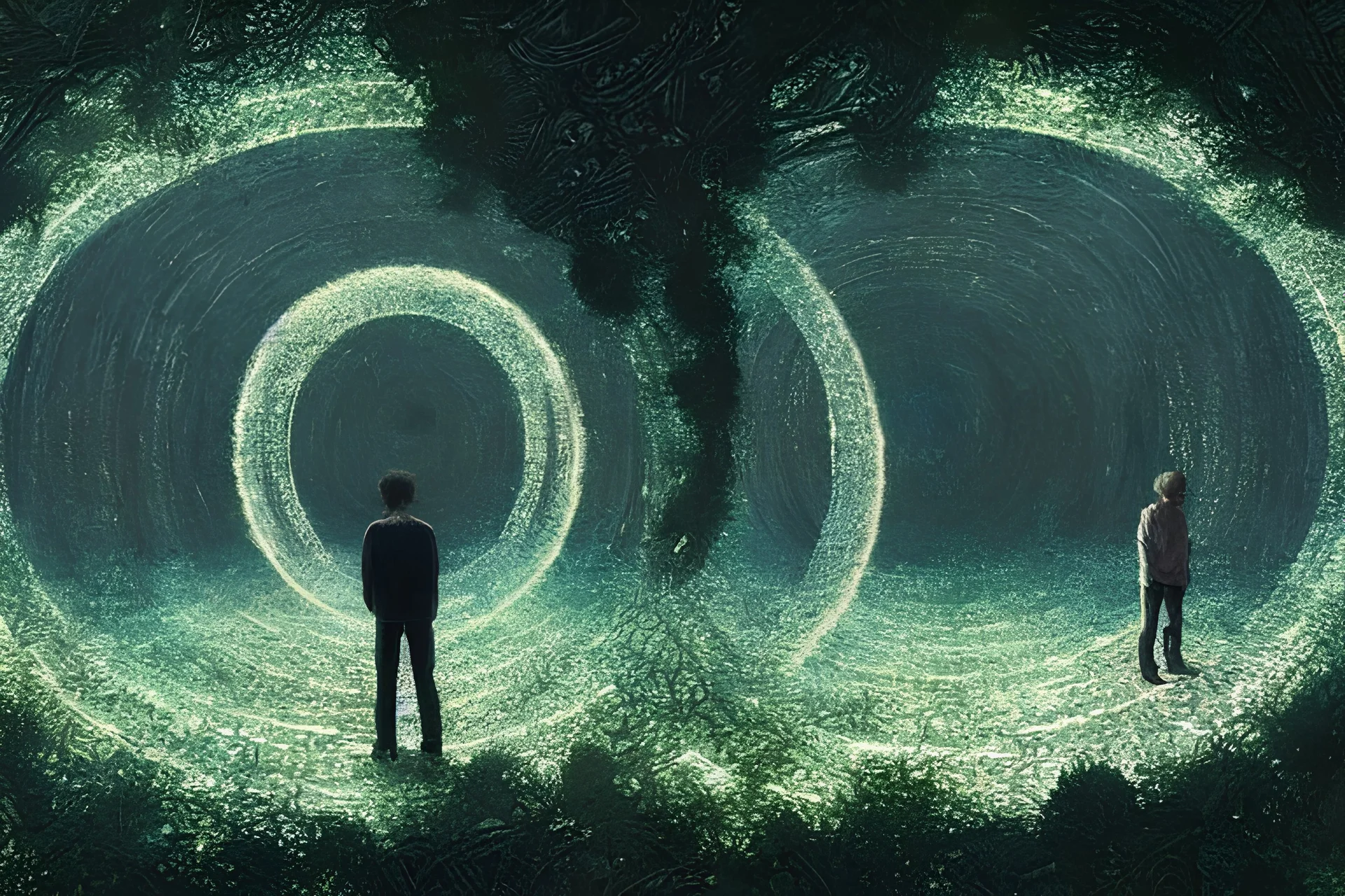 alone man in the center of a round maze, sharp focus, highly detailed, art by greg rutkowski and teamLab, realistic, rococo