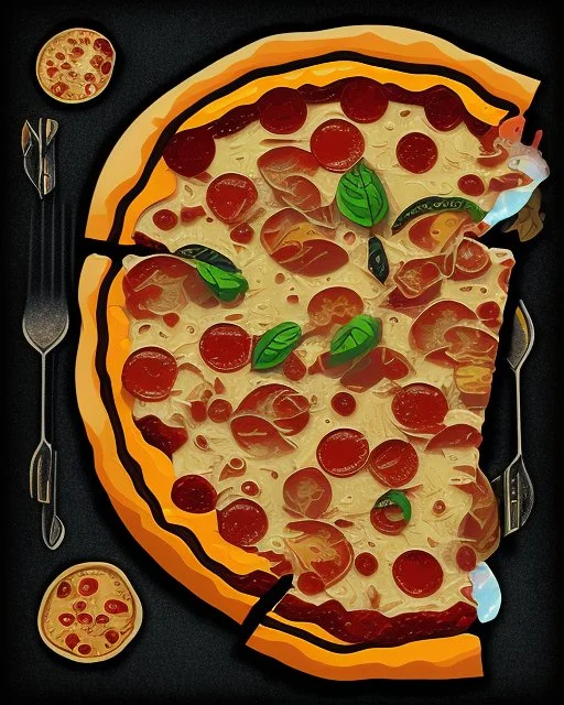 pizza sticker, cartoon style