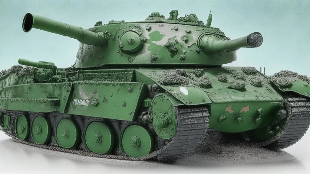 masterpiece, high detail, best quality, german WWII Tank, green paint, comic style