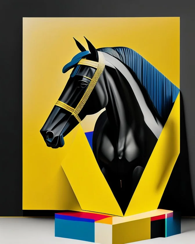 Palomino horse minimalist cimetrico, lineal arte, intrincado, incredible work of art, complementary colors, fondo negro, maximalist