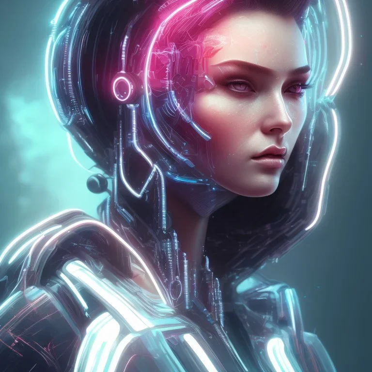 cyberpunk, head, women, portrai, tron