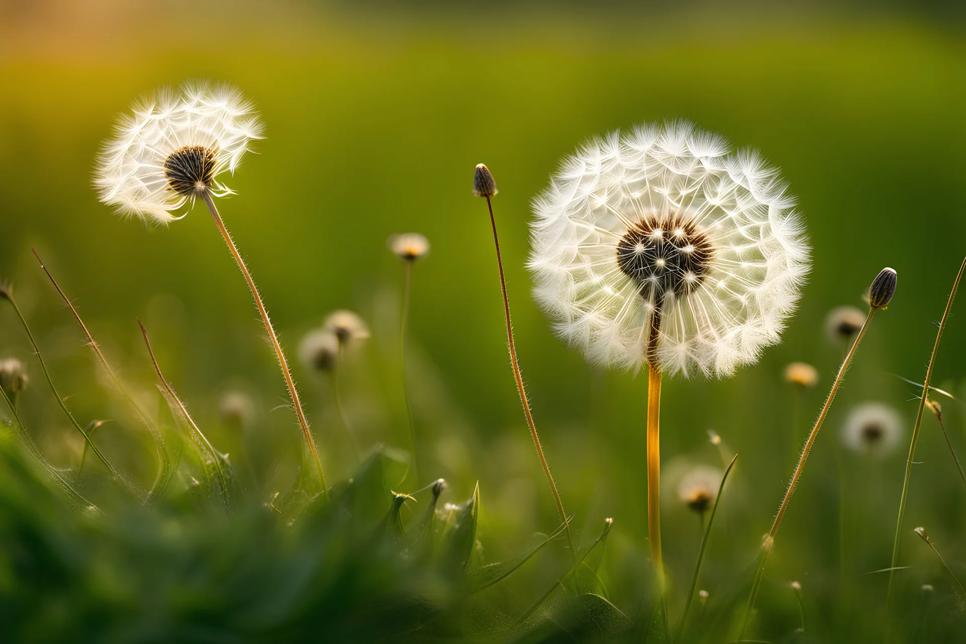 WINDY , summer, harmony, close up dandelion, fibonachy, etheral, beauty, stunning landscape