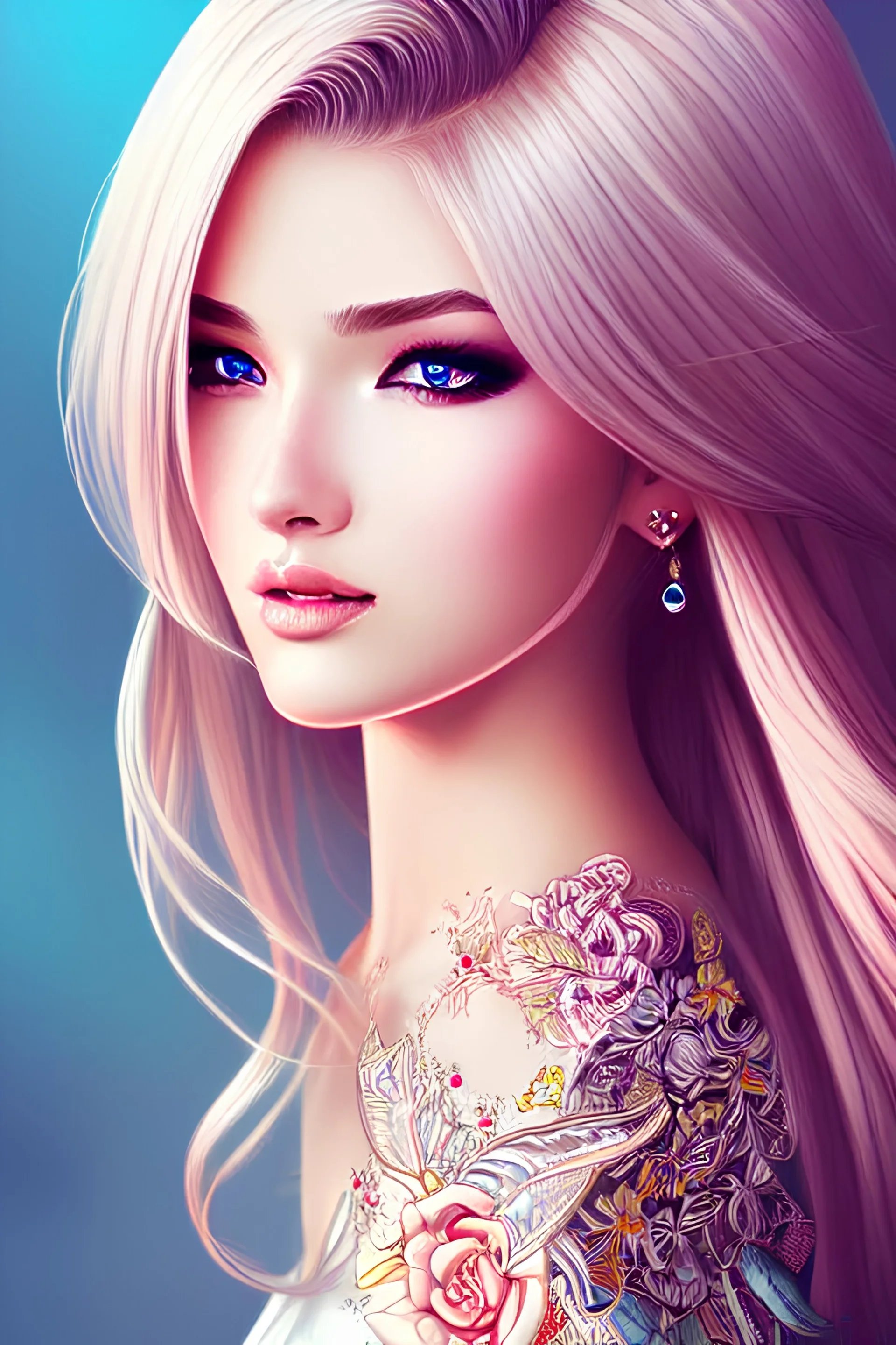 stunningly beautiful 18 years old woman, blonde, illustration in rossdraws style, hyper detailed, intricated